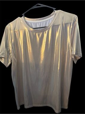 Metallic Gold Short-Sleeve Women's Top